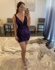 Purple Short Sequin Homecoming Dress