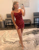 Dark Red Sequin Mini Homecoming Dress