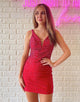 Backless Short Red Homecoming Dress with Beading