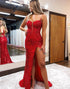 Long High Split Red Prom Dress