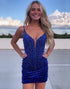 V-neck Velvet Royal Blue Homecoming Dress