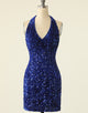 Royal Blue Halter Short Homecoming Dress