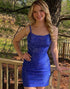 Short Beaded Royal Blue Homecoming Dress