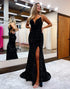 Sequin Side Slit Long Prom Dress