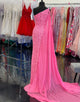 One Shoulder Sequin Prom Dress with Floating Sleeves
