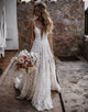 Lace Beach Wedding Dress with Split